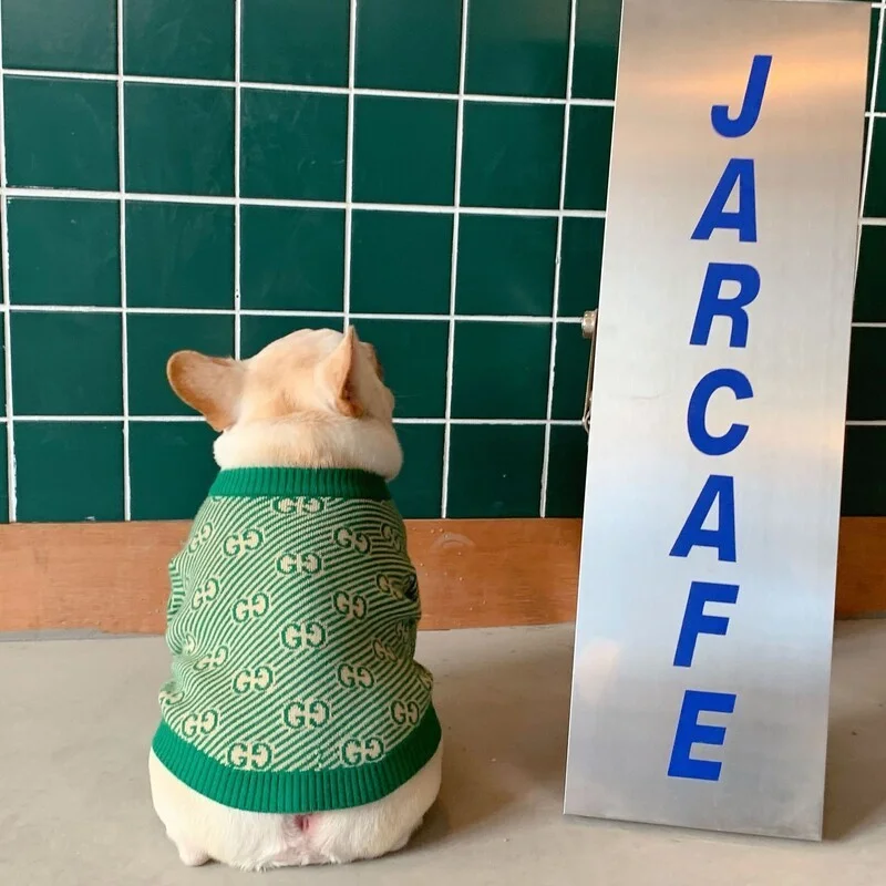 frenchie space shop green french bulldog sweater