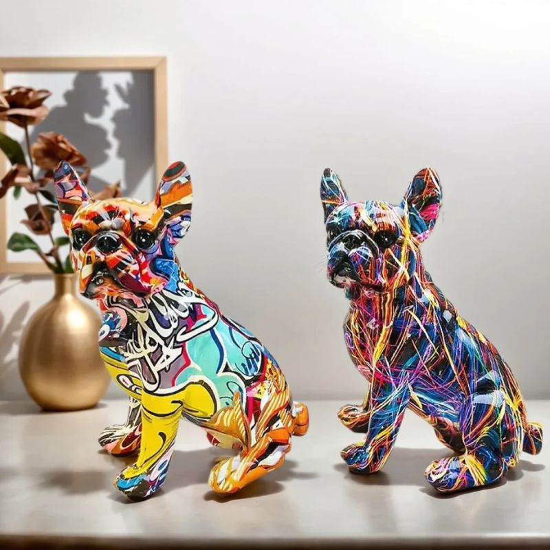 french bulldog graffiti statue