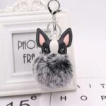 french bulldog pompom keychain