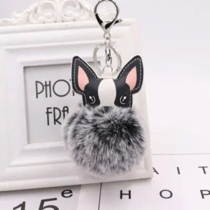 french bulldog pompom keychain