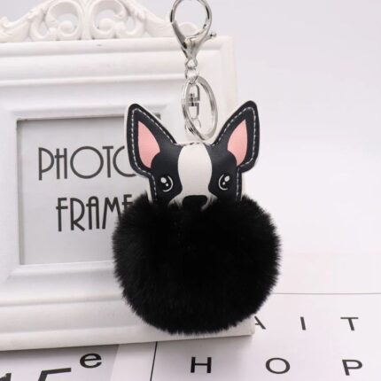 french bulldog pompom keychain