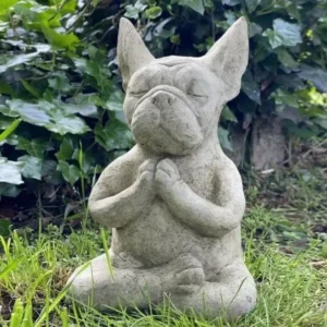 meditating french bulldog statue