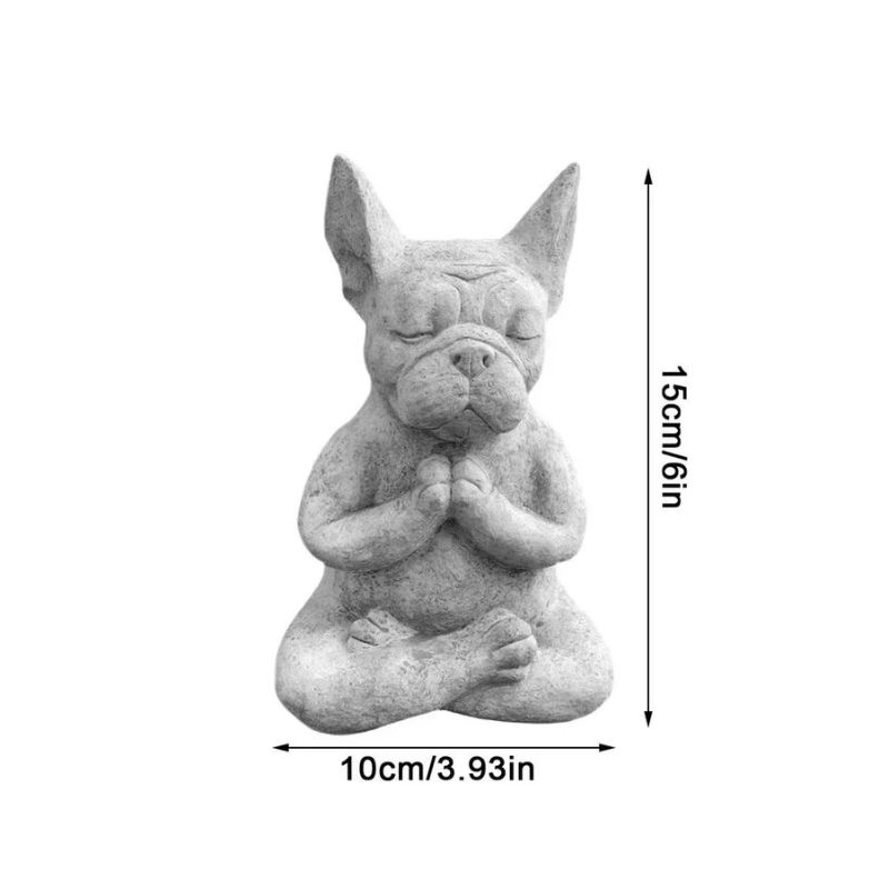 meditating french bulldog statue