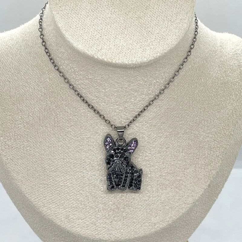 shiny french bulldog necklace