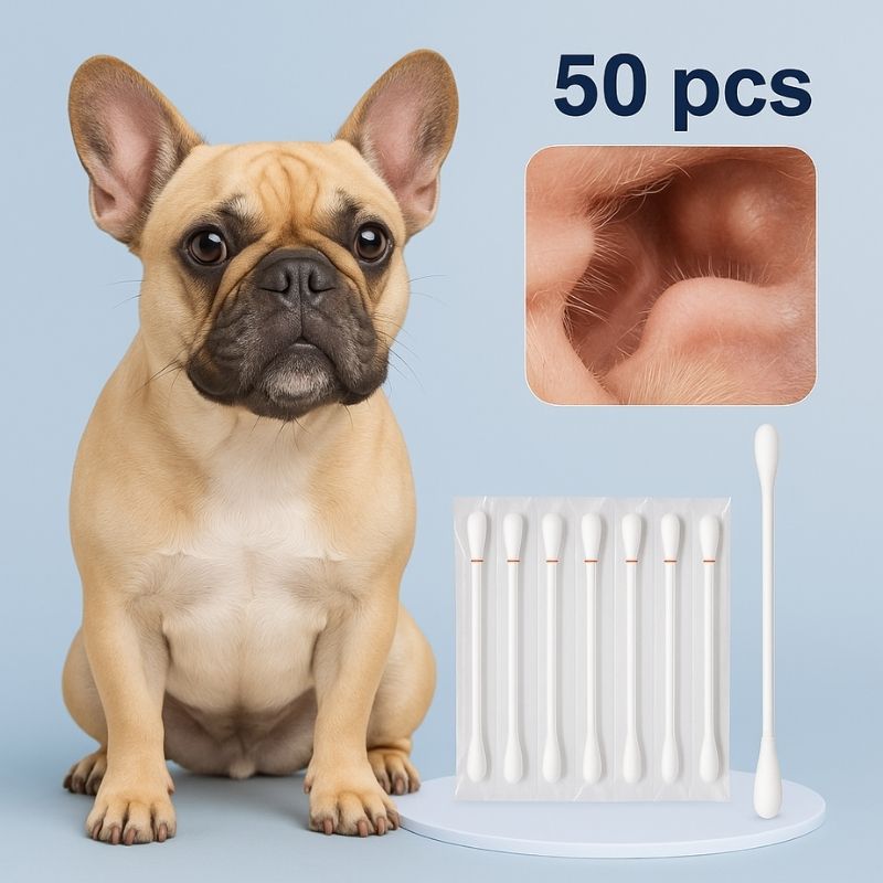 french bulldog cotton swabs